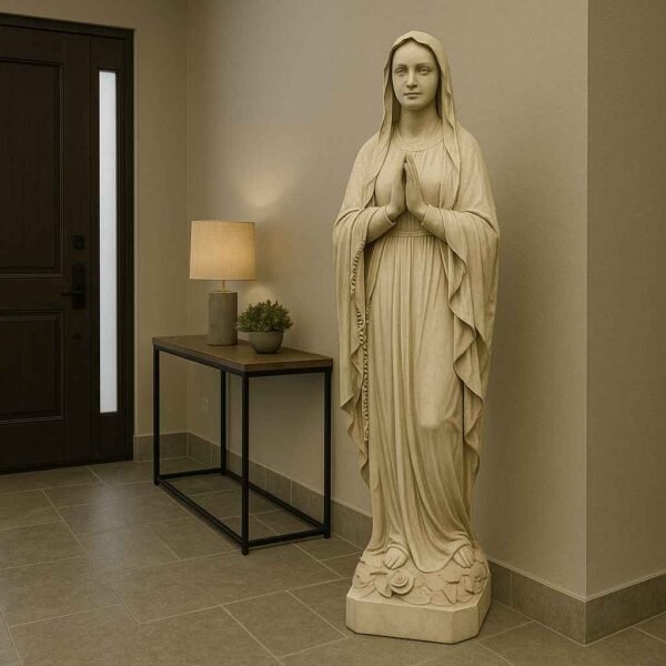 Statue sainte vierge ton vieilli 130 cm 2 Statue sainte Vierge ton vieilli 130 cm (Mise en situation générée par IA à titre indicatif - visuel non contractuel)
