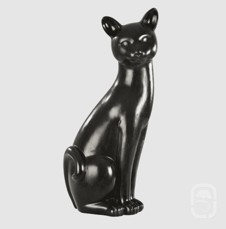 Statuette chat noir en pierre 58 cm 2 Statuette chat noir en pierre 58 cm