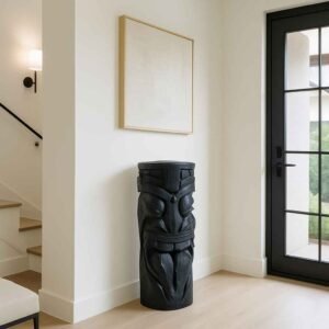 Tiki totem Maori ton ciré noir 51 cm (Mise en situation générée à titre indicatif - visuel non contractuel)