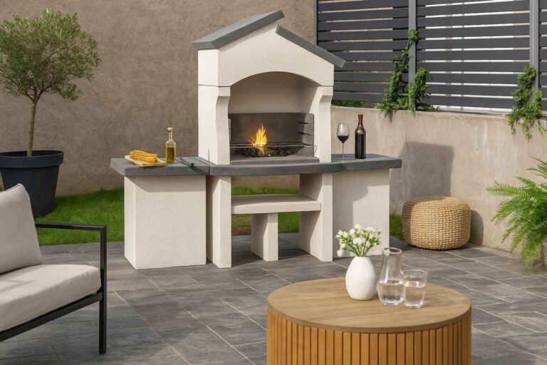 Barbecue cuisine d'été en kit Bastide ton anthracite (Mise en situation générée à titre indicatif - visuel non contractuel)