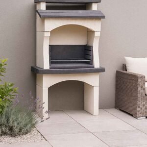 Barbecue en pierre moderne Lezenne ton anthracite (Mise en situation générée à titre indicatif - visuel non contractuel)