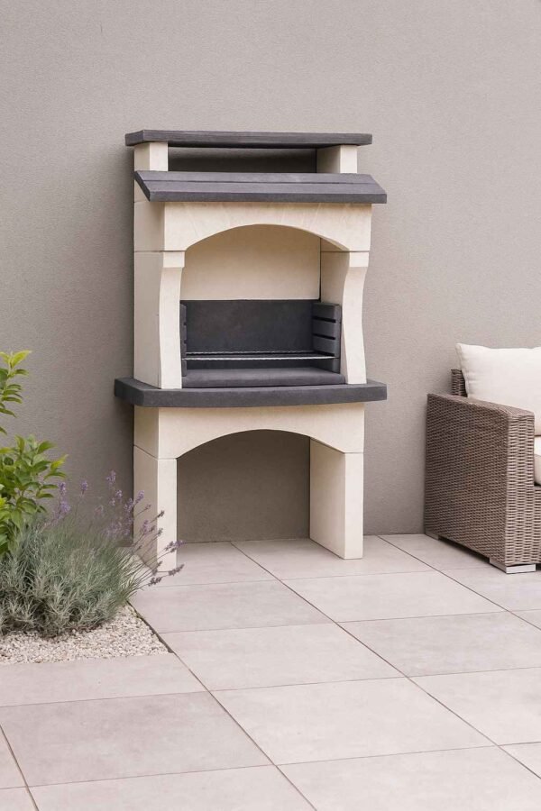 Barbecue en pierre moderne Lezenne ton anthracite 1 Barbecue en pierre moderne Lezenne ton anthracite (Mise en situation générée à titre indicatif - visuel non contractuel)