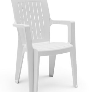 Chaise en plastique blanche empilable Venise monobloc prestige - Lot de 6