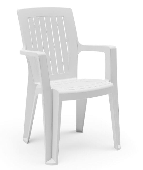 Chaise en plastique blanche empilable Venise monobloc prestige - Lot de 6