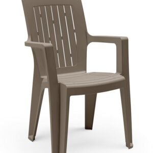 Chaise plastique empilable Venise monobloc prestige taupe - Lot de 6