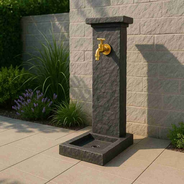 Fontaine d'extérieur Provençale aspect schiste ton anthracite 82.5 cm (Mise en situation générée par IA à titre indicatif - visuel non contractuel)