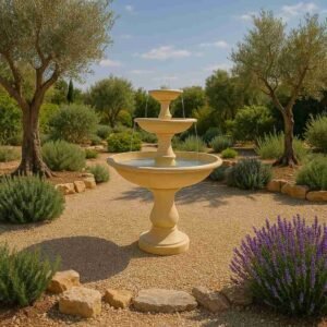 Fontaine en cascade Renaissance ton ivoire 3 coupes 170 cm,(Mise en situation générée par IA à titre indicatif - visuel non contractuel)