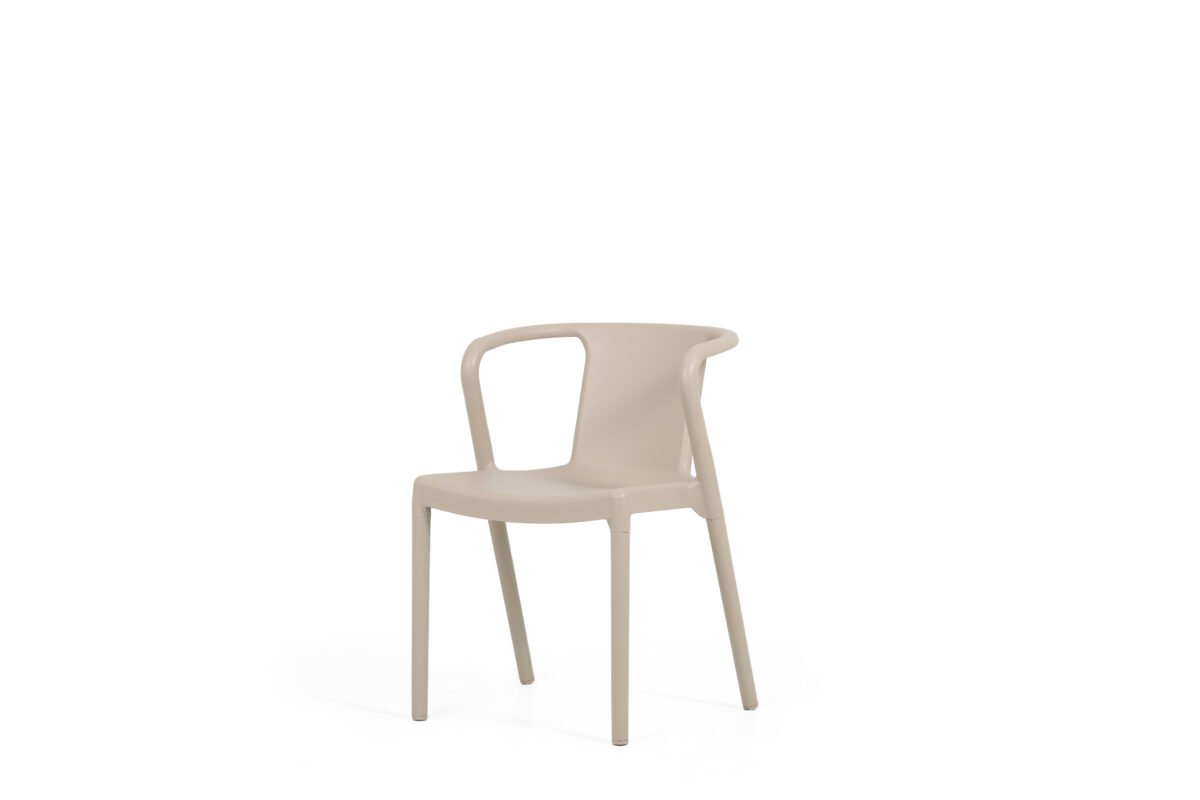 Fauteuil empilable Lisbonne Taupe - Lot de 2