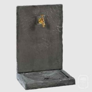 Fontaine de jardin en pierre aspect ardoise ton noir 74 cm