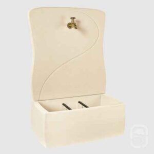 Fontaine murale design extérieur ton blanc 110 cm