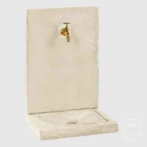 Fontaine pour jardin en pierre aspect ardoise ton pierre 64 cm