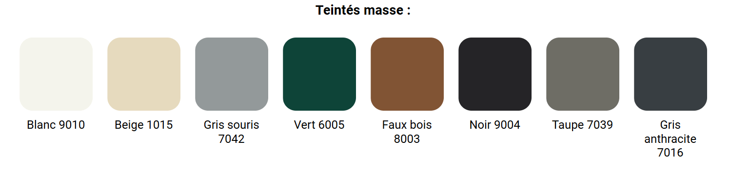 Nos kits occultants sont disponibles en 8 couleurs
