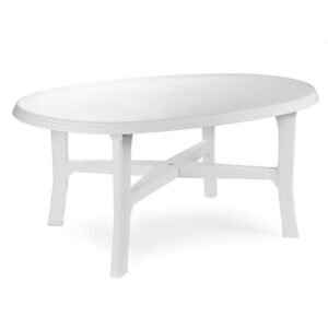 Table de jardin ovale 165x110 renforcée blanc Danubio