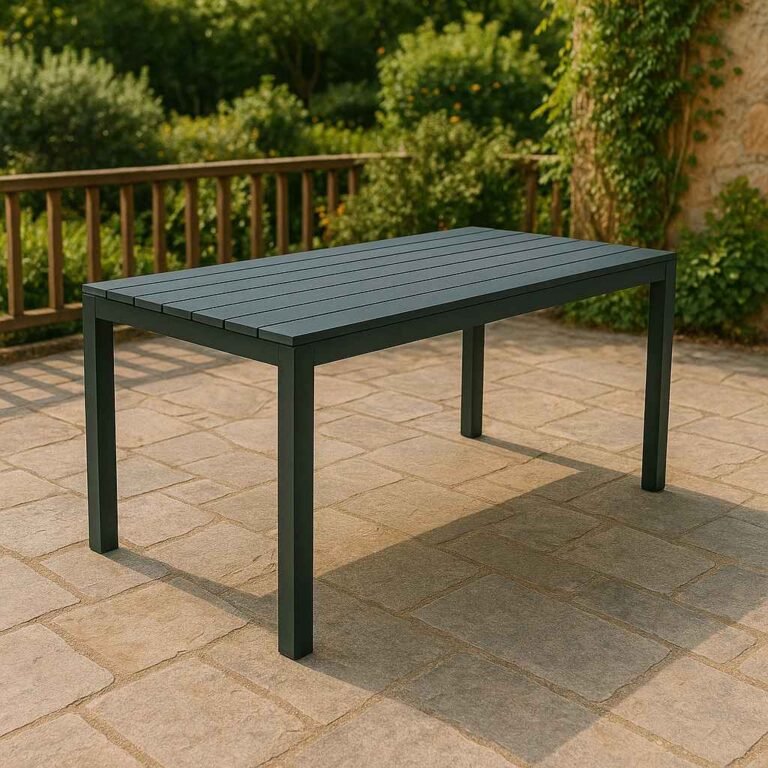 Table de jardin rectangulaire anthracite 140x80cm Sumatra 1 Table de jardin rectangulaire anthracite 140x80cm Sumatra (Mise en situation générée par IA à titre indicatif - visuel non contractuel)