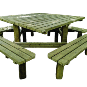 Table de pique-nique bois 200x200cm 8 à 12 personnes - Quadro