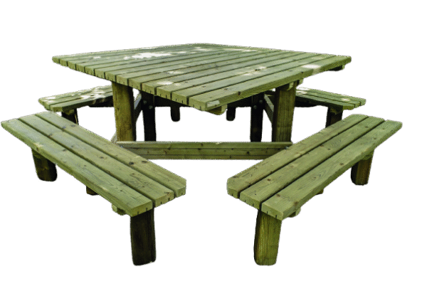 Table de pique-nique bois 200x200cm 8 à 12 personnes - Quadro