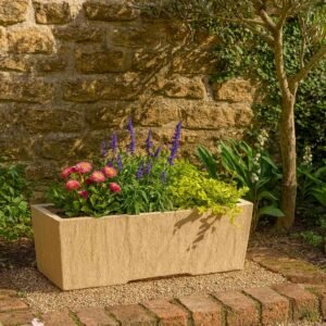 Jardinière en pierre reconstituée Paloma 78x28 cm (Mise en situation générée à titre indicatif - visuel non contractuel)