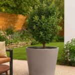 Pot de fleurs XXL 200 litres béton pressé ton anthracite (Mise en situation générée à titre indicatif - visuel non contractuel)