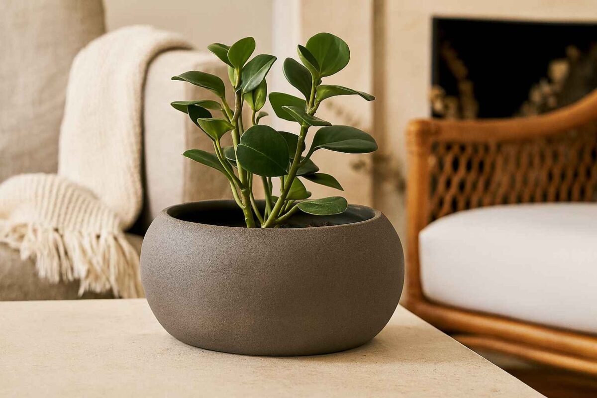Vase boule en pierre Nova ton anthracite Ø 40 cm (Mise en situation générée à titre indicatif - visuel non contractuel)