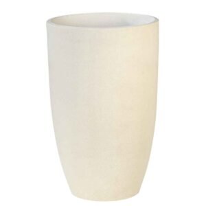 Vase extérieur haut béton pressé ton blanc Ø 40 cm