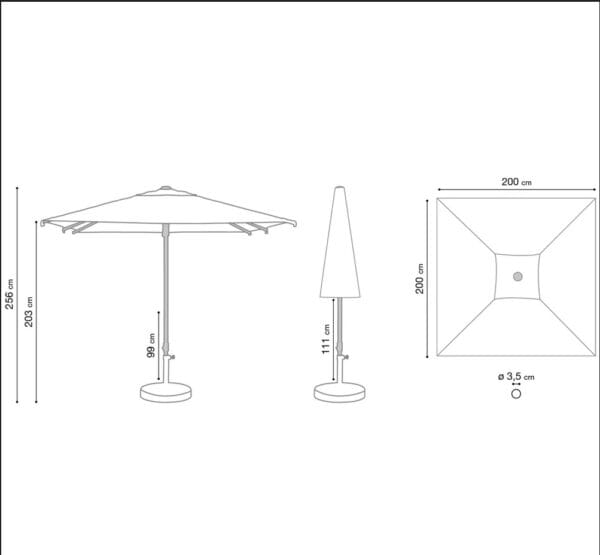 Dimensions parasol Sunset