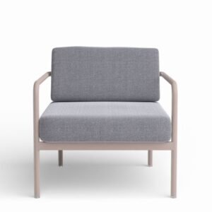 Salon de jardin en aluminium taupe havane haut de gamme - CANNES fauteuil seul
