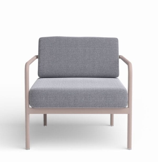 Salon de jardin en aluminium taupe havane haut de gamme - CANNES fauteuil seul