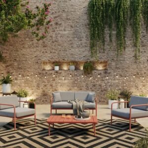 Salon de jardin terracotta en aluminium haut de gamme - CANNES style bohème chic