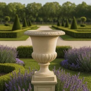 Vase Médicis ton blanc Ø 66 cm (Mise en situation générée à titre indicatif - visuel non contractuel)
