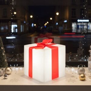 Cadeau led lumineux de Noël 32 cm en déco vitrine