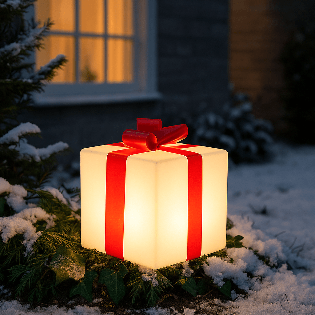 Cadeau de Noël lumineux D0116-20, image principale en extérieur