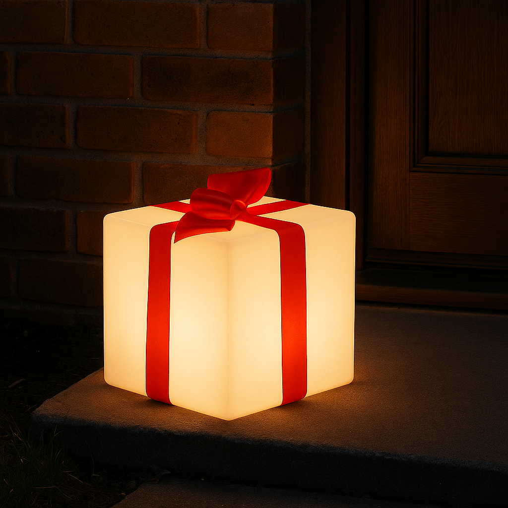 Cadeau LED lumineux avec ruban rouge, usage intérieur et extérieur, D0116-32