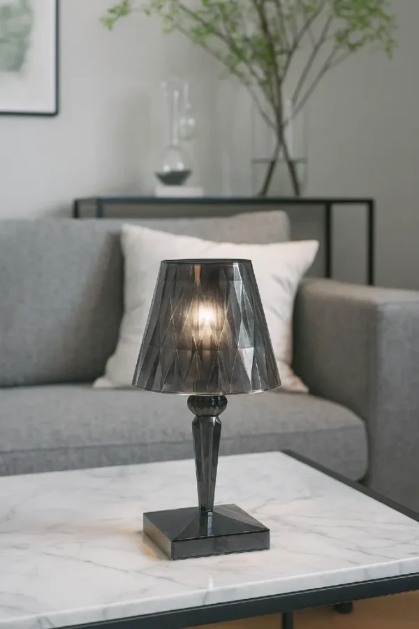 Lampe de table led sans fil​ grise Paloma - Lot de 2 - Image principale mettant en avant la lampe au premier plan