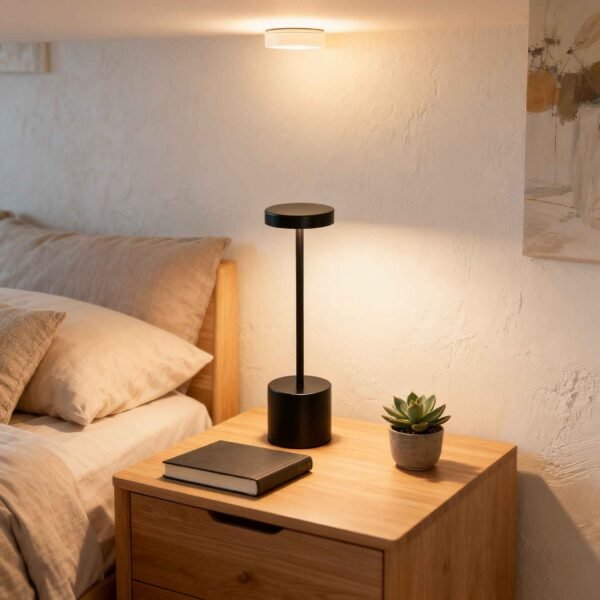 Lampe de table sans fil led NOIR design et élégante en métal