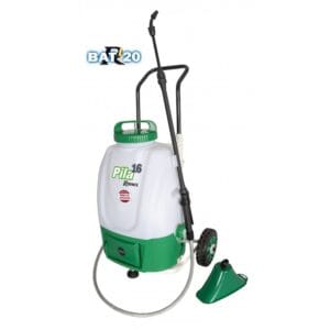Pulvérisateur à batterie PRBAT20/VIT16 image principale, comprend réservoir, lance télescopique et cloche de désherbage.