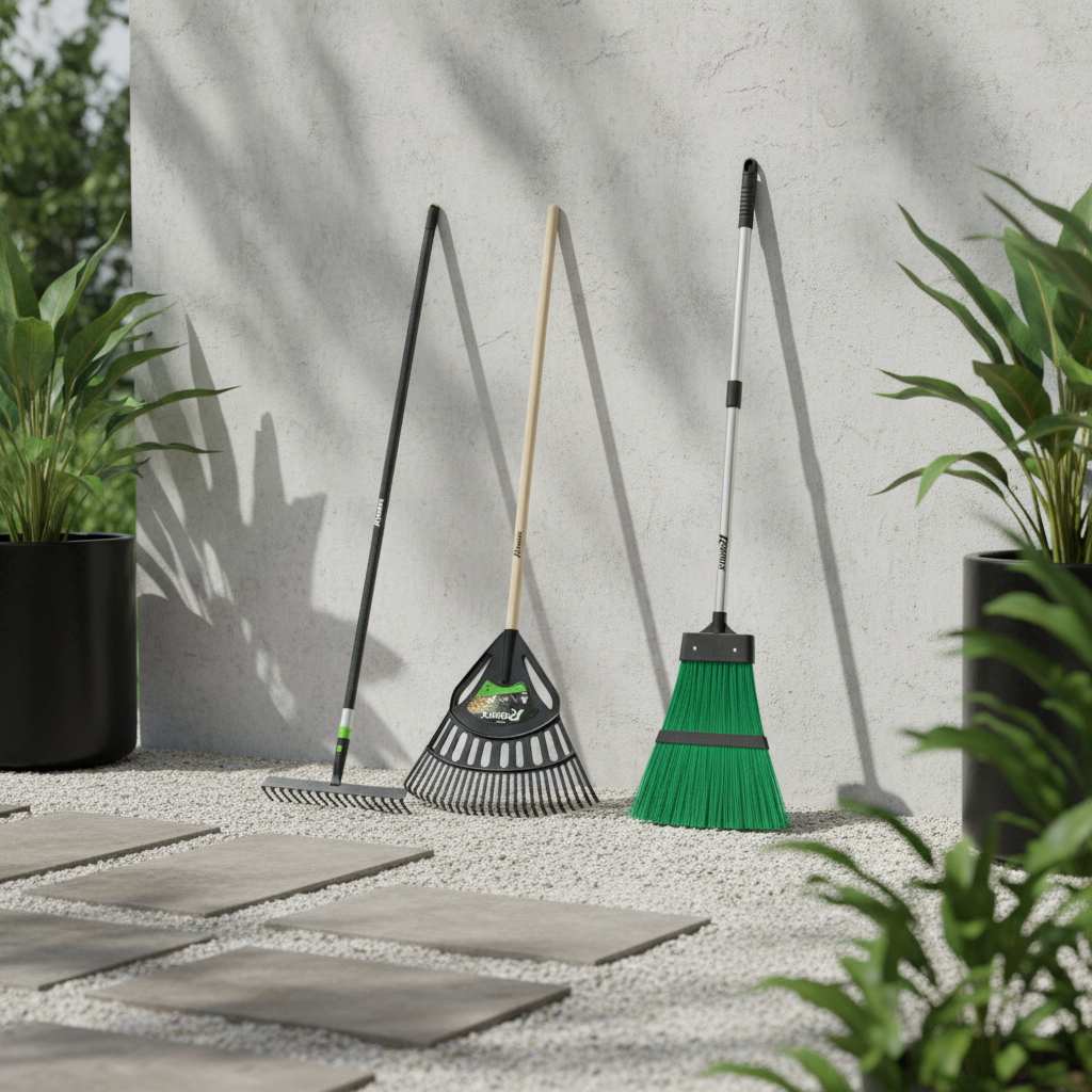 Râteau et balai à gazon - Concept Maison et Jardin - Visuel non contractuel