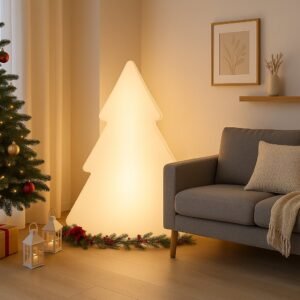 Sapin en led lumineux Noël 160 cm installé pour les fêtes dans l'angle d'un salon