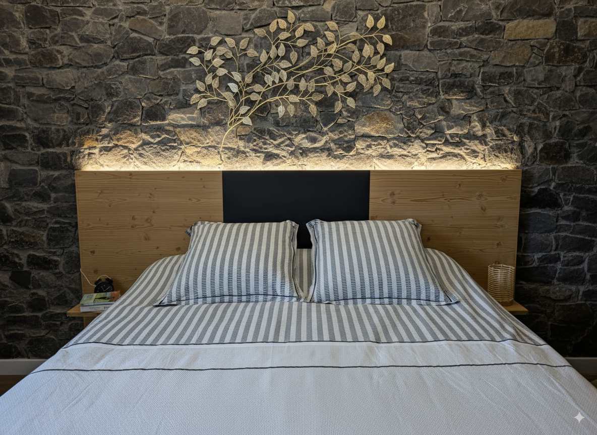 Tête de lit bois massif Bicolore