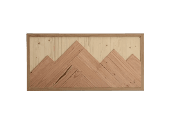 Tête de lit bois massif décor Aravis - Lrg 90 à 180 cm x Ep. 6 x Ht 125 cm 7 Image principale de la tête de lit bois massif ARVS au design montagne sculpté.