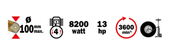 Caractéristique technique Broyeur de végétaux thermique 389CC coupe 100 mm PRBVB389TH - Ribimex