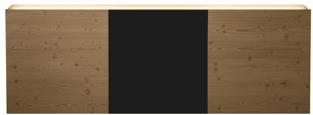 Tête de lit en chêne massif et épicéa Bicolore - Lrg 90 à 180 cm x Ep. 6 x Ht 125 cm 7 Image principale de la tête de lit en chêne massif bicolore, finition vieux bois et noir
