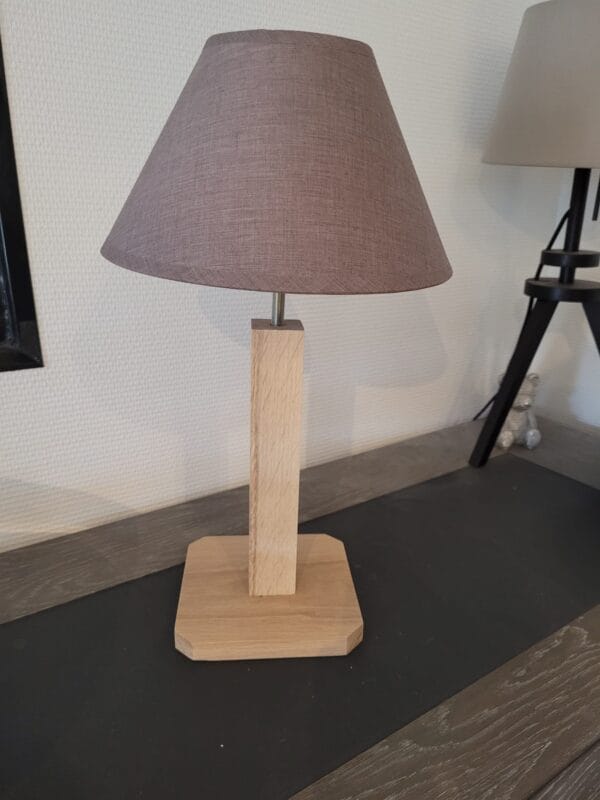 Lampe de chevet bois massif en chêne avec abat-jour, MTR-FNT, vue principale