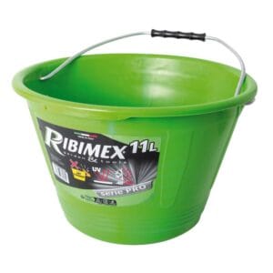 Seau de maçon vert 11L avec deux poignées et graduation intérieure, référence PRAUSSSG36