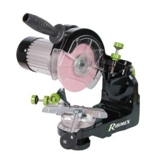 Affuteuse électrique de chaine de tronçonneuse Pro+ PRS660 RIBIMEX avec moteur puissant et carter de protection.
