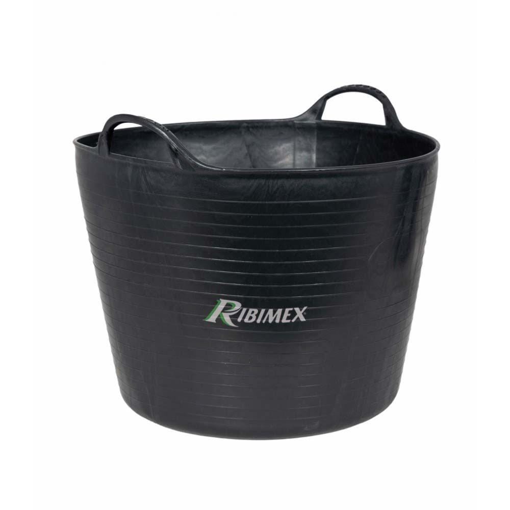 Seau de jardin souple rond 42L - Ribimex 1 Image principale du seau de jardin PRSACB42 Ribimex montrant un bac souple rond en plastique noir avec poignées