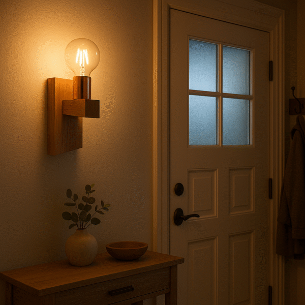 applique en chêne murale Castle MTR-CST installée dans un intérieur, éclairant une entrée