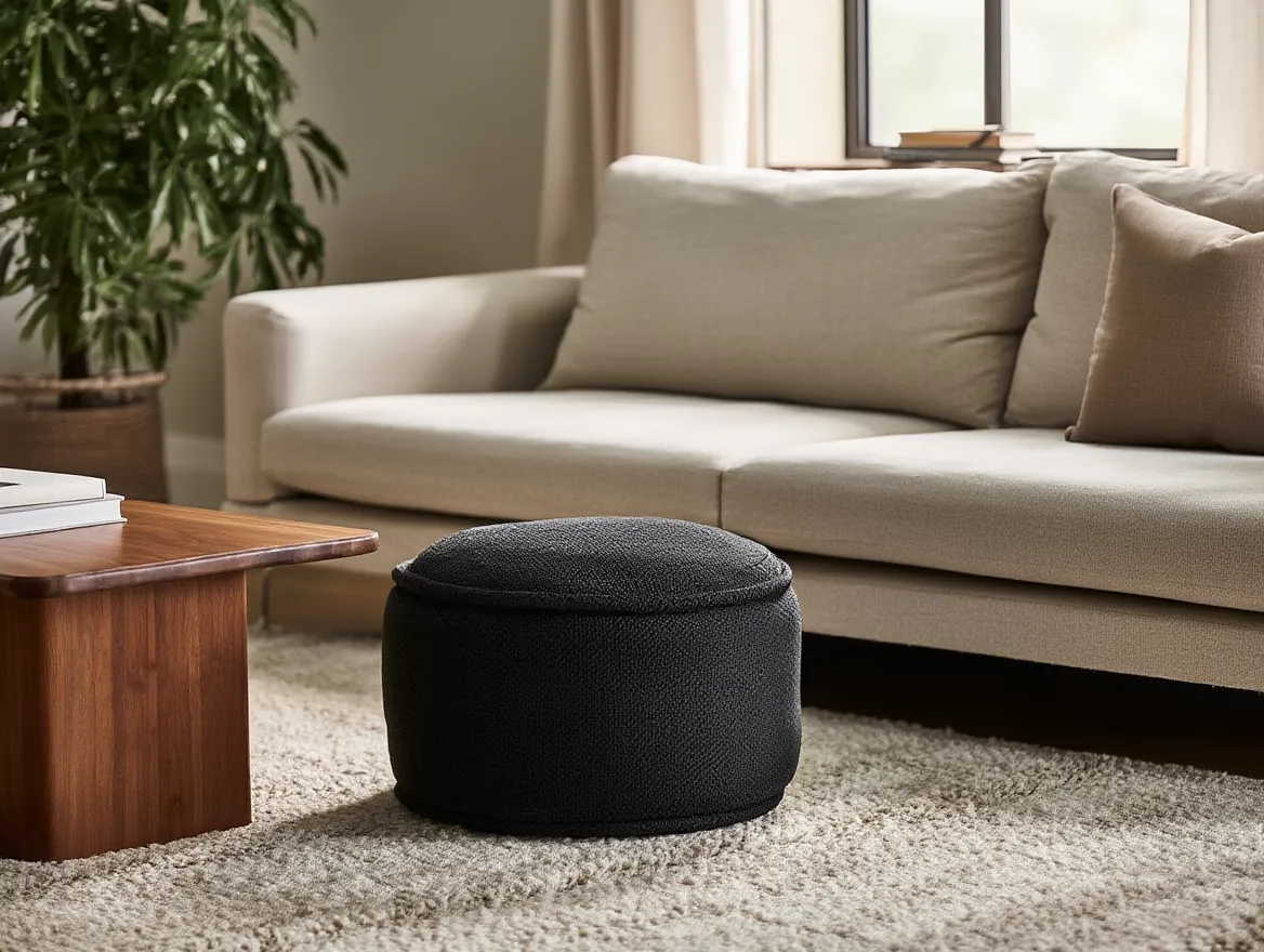 Pouf en tissu gris Mouton 60 cm