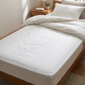 Drap housse 80 x 190 cm polycoton blanc C0036