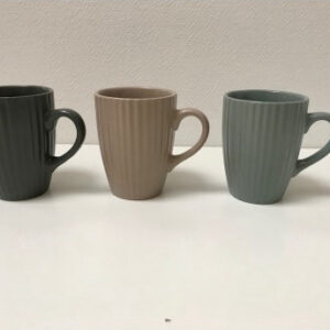 Pack 3 mugs COTTAGE 29.5cl 3 coloris assortis, mug en grès en vert jade, taupe et kaki