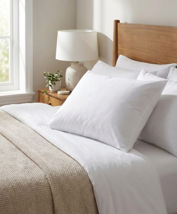 Taie d'oreiller 60x60 cm polycoton blanc C0033, image principale